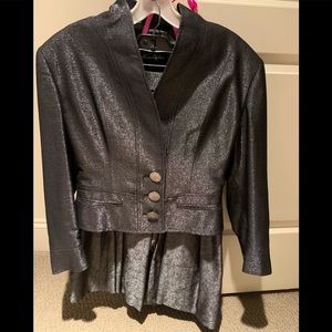Vintage designer Cocktail suit in gray silver glitter color.
